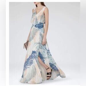 Reiss Blue Filo Palm Floral Sleeveless V-Neck Maxi Dress Size 6